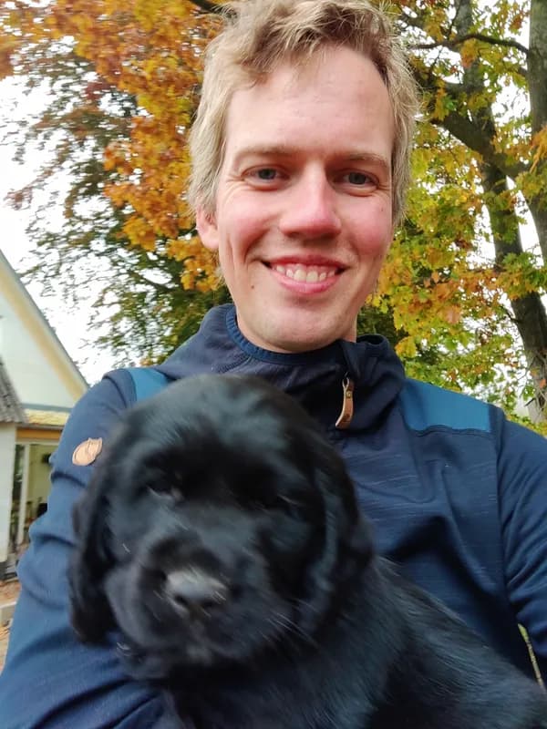 Mads with the dog in autumn colours