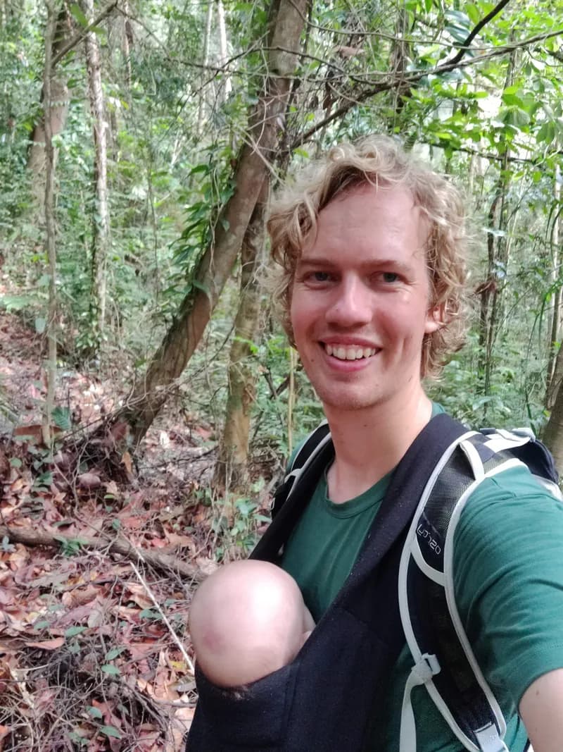 Mads hiking through the jungle on Borneo